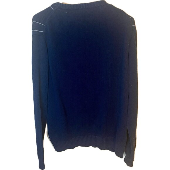 Croft & Barrow sweater Men’s Medium Navy Blue Stripes Crewneck Cotton Comfort - Picture 2 of 6